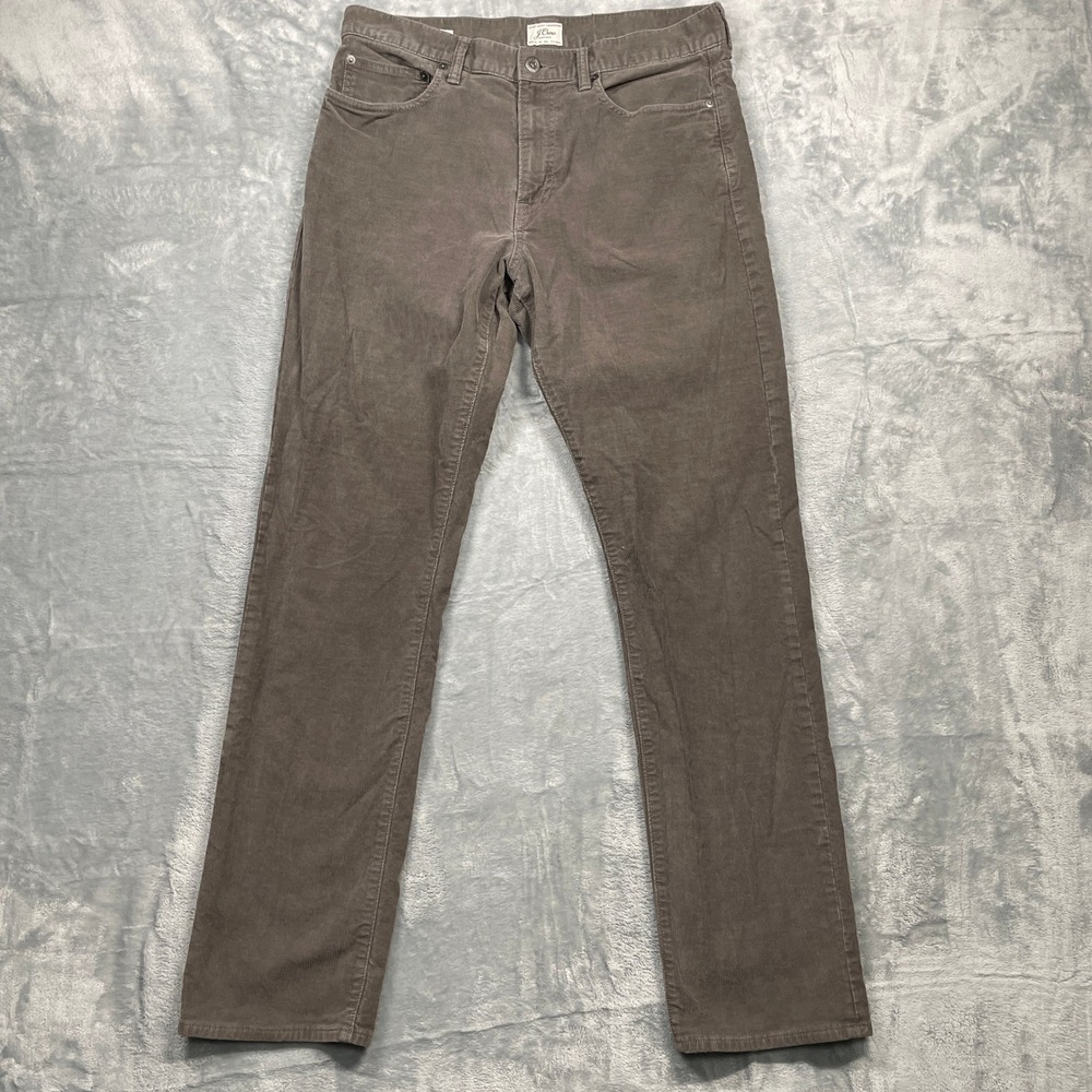 J.‎ Crew Mens 1040 Athletic Corduroy Pants Gray Brown Stretch 32x34